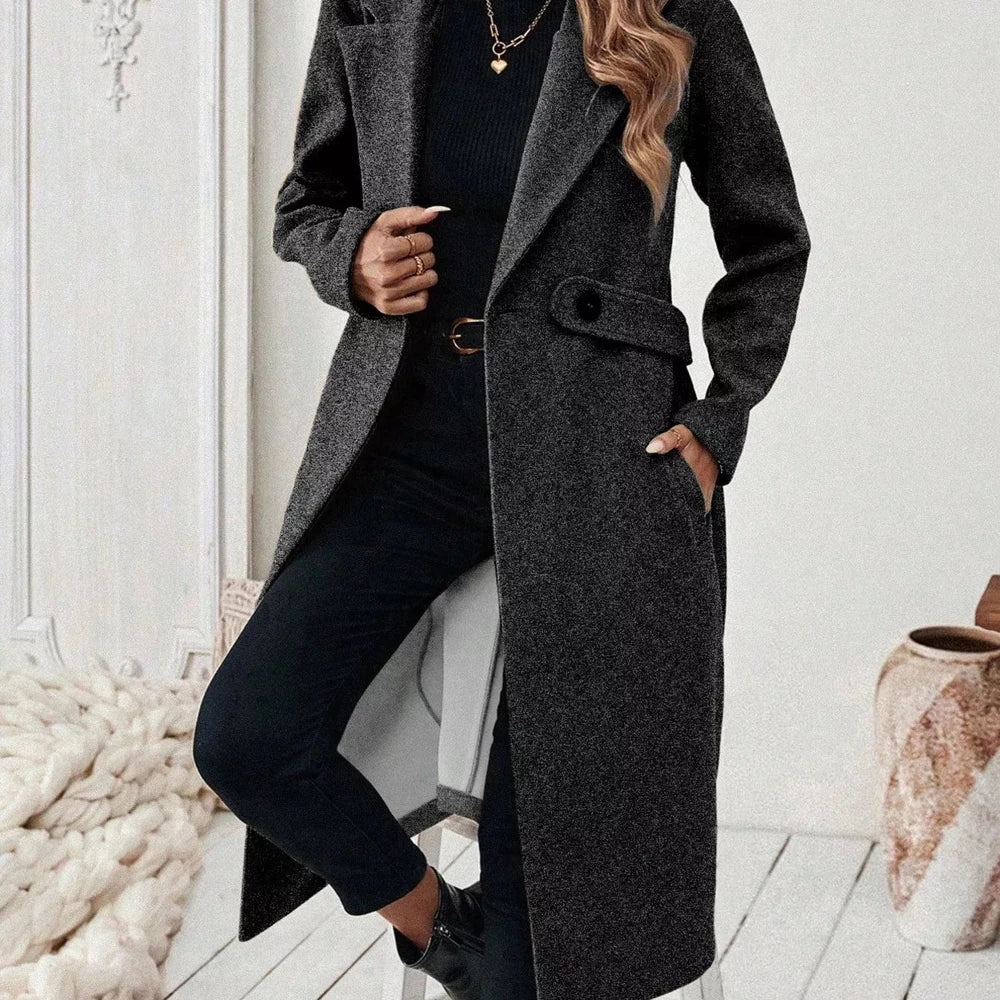 One Button Wool Blend Overcoat