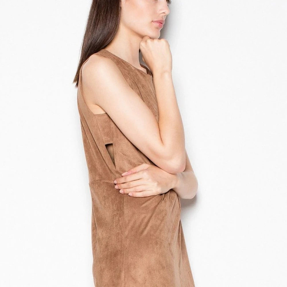 Suede-Like Day Dress with Back Zipper