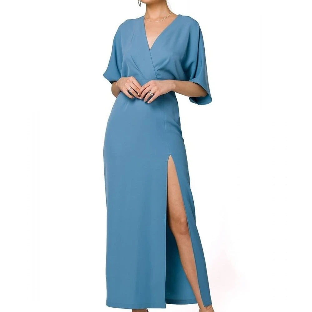 Long Evening Dress with High Leg Slit