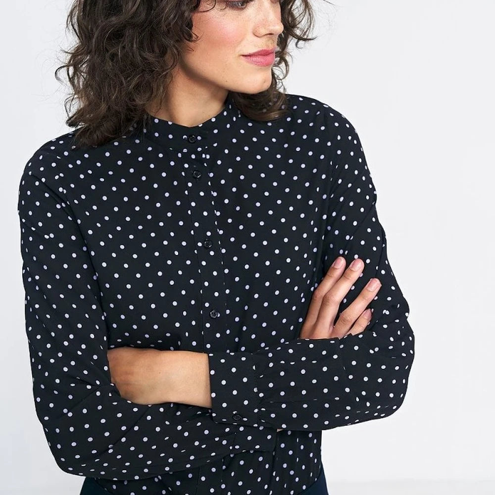Long Sleeve Viscose Button-Down Shirt