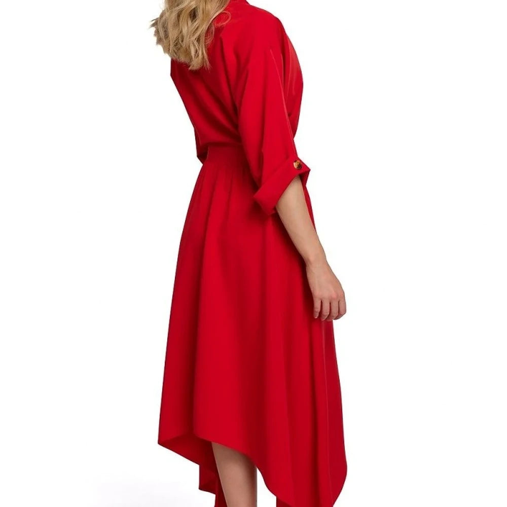 Elegant Day Dress with Asymmetrical Hem