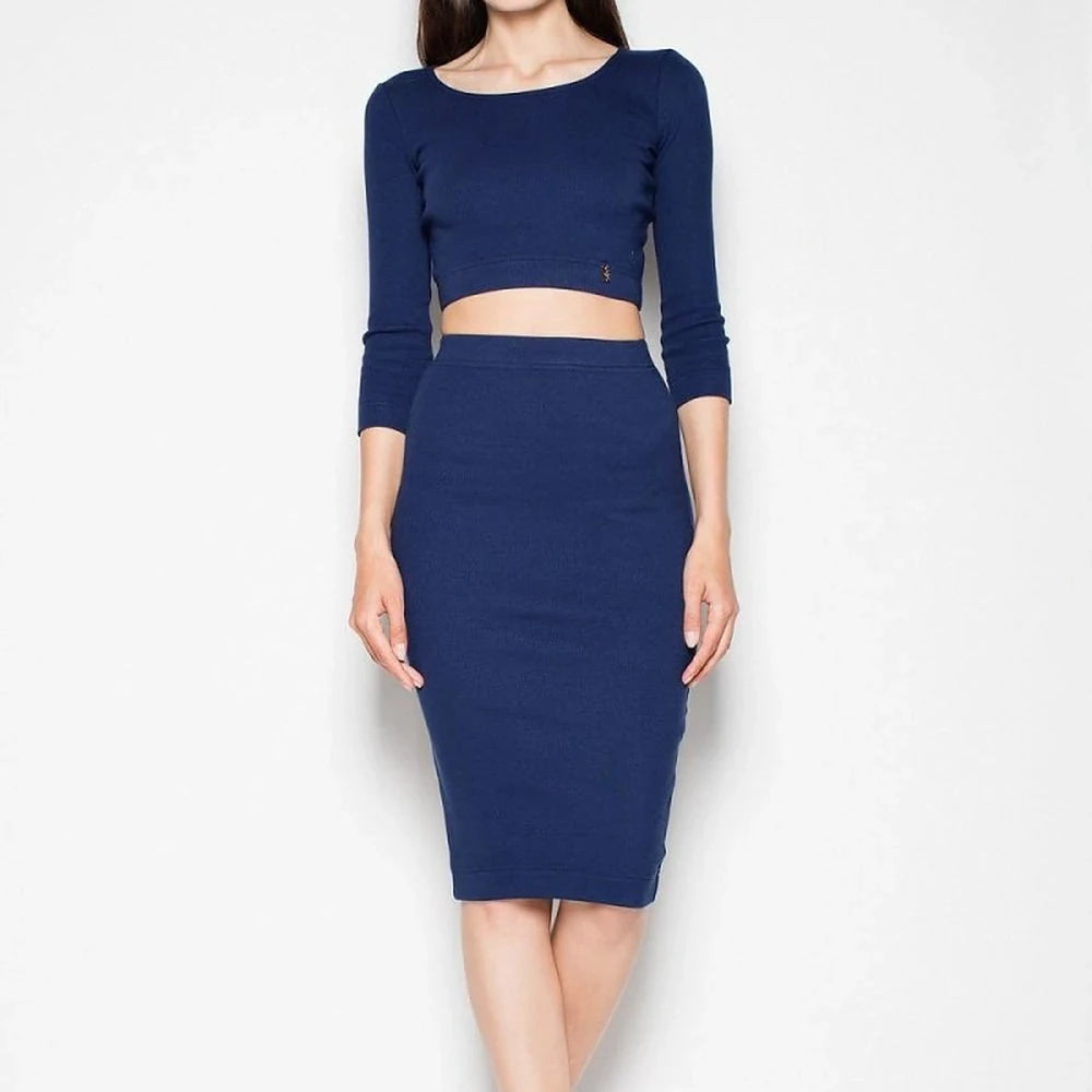 Cotton Crop Top and Pencil Skirt Set