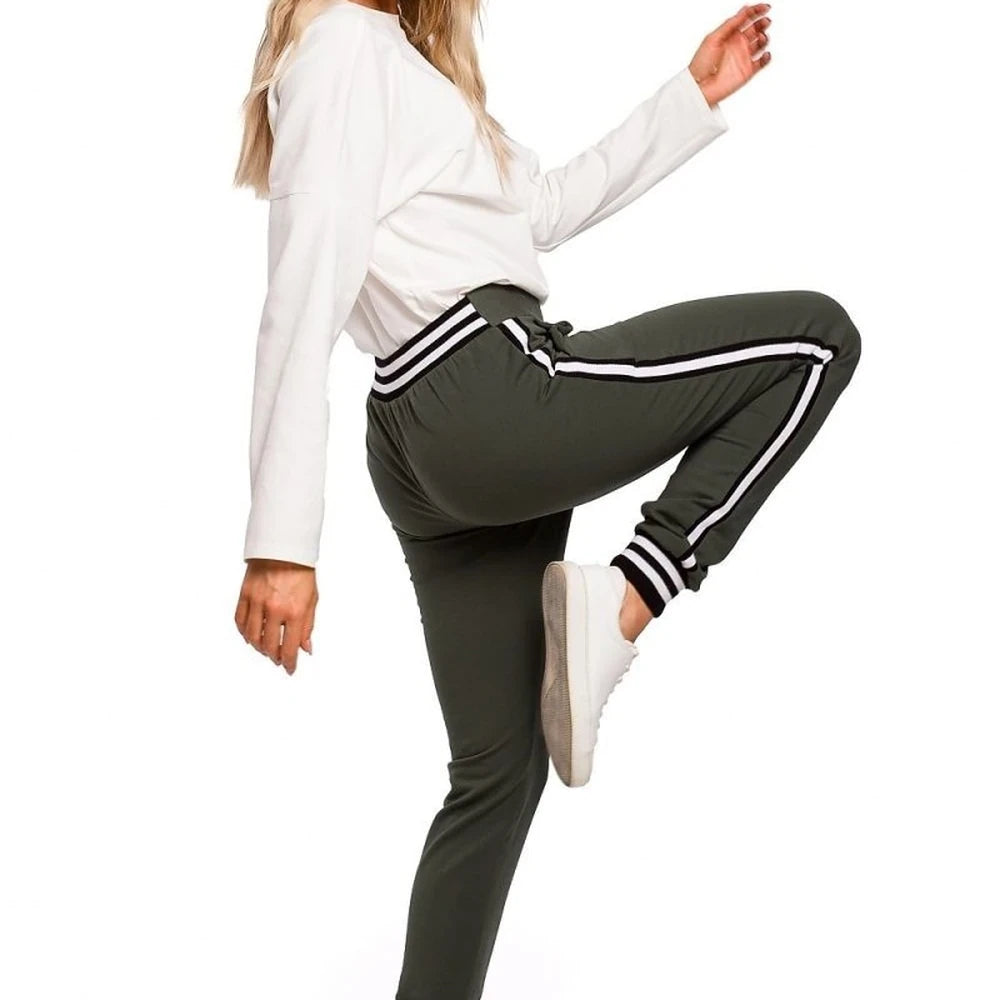 Women's Two-Tone Ribbed Jogger Pants
