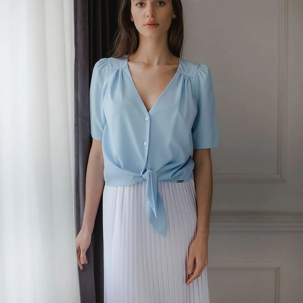 Short Sleeve Heart Neck Shirt