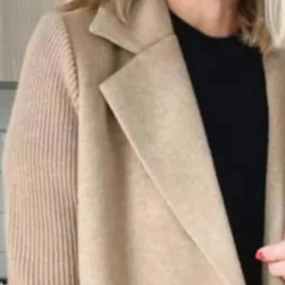 Lined Double-Breasted Knit Sleeve Outerwear