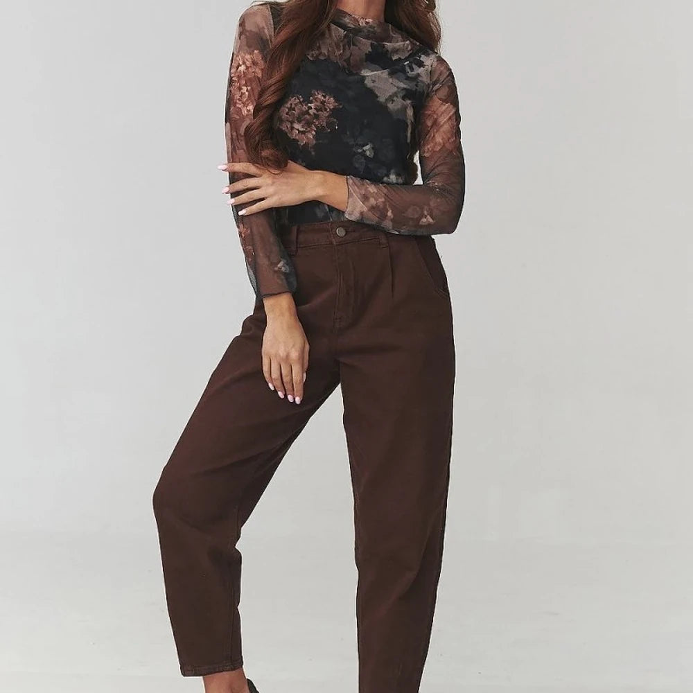 Floral Print Blouse - Turtleneck