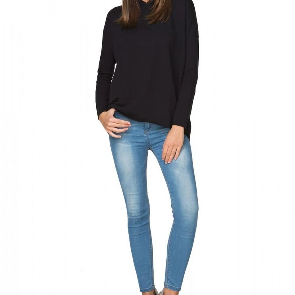 Knit Hooded Sweatshirt with Raw Edges