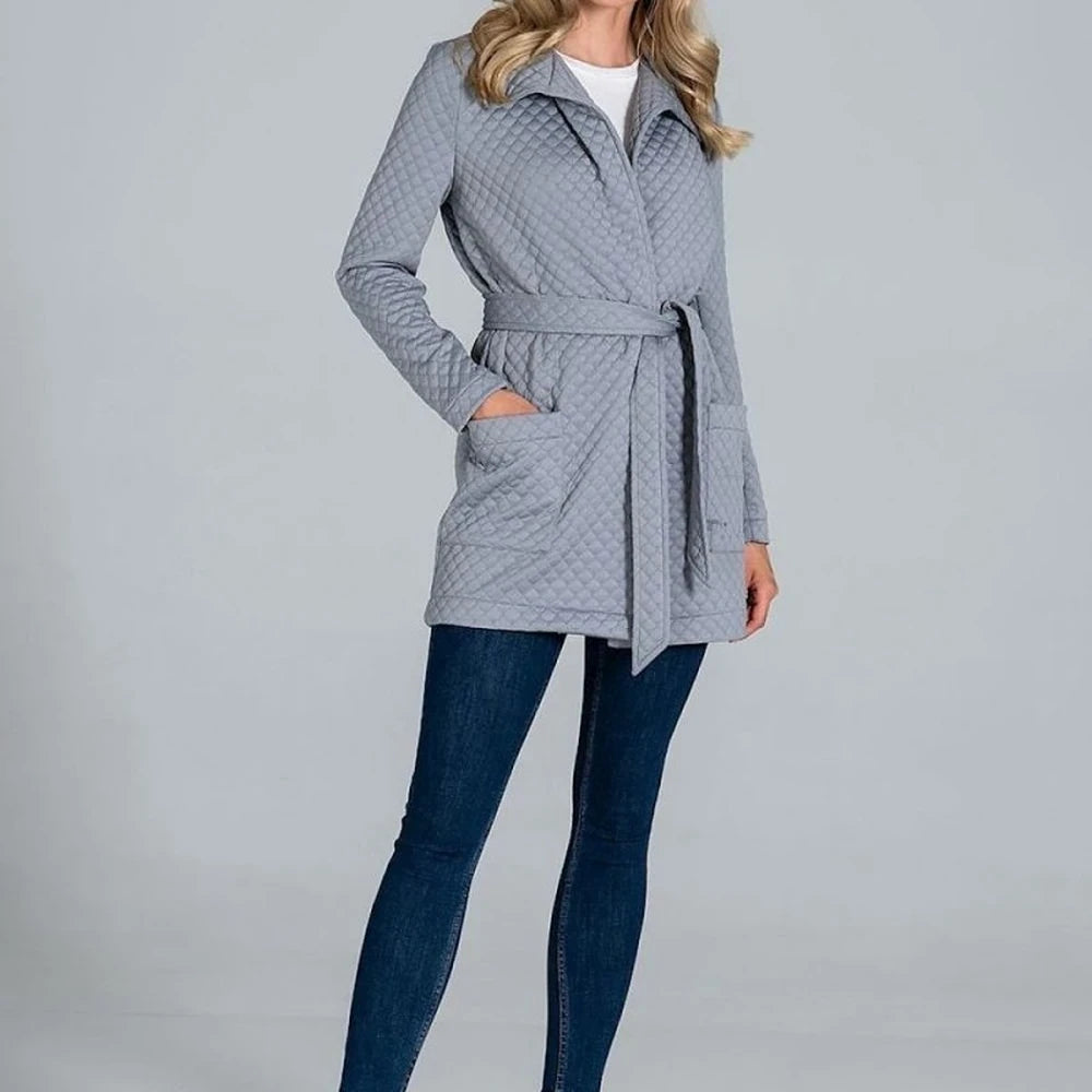 Quilted Belted Coat with Collar
