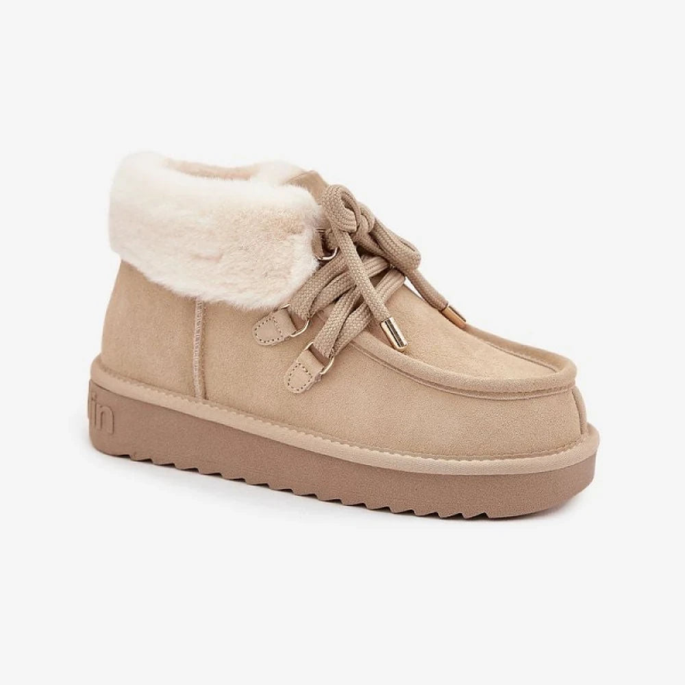 Women's Suede Snow Boots with Fur Lining