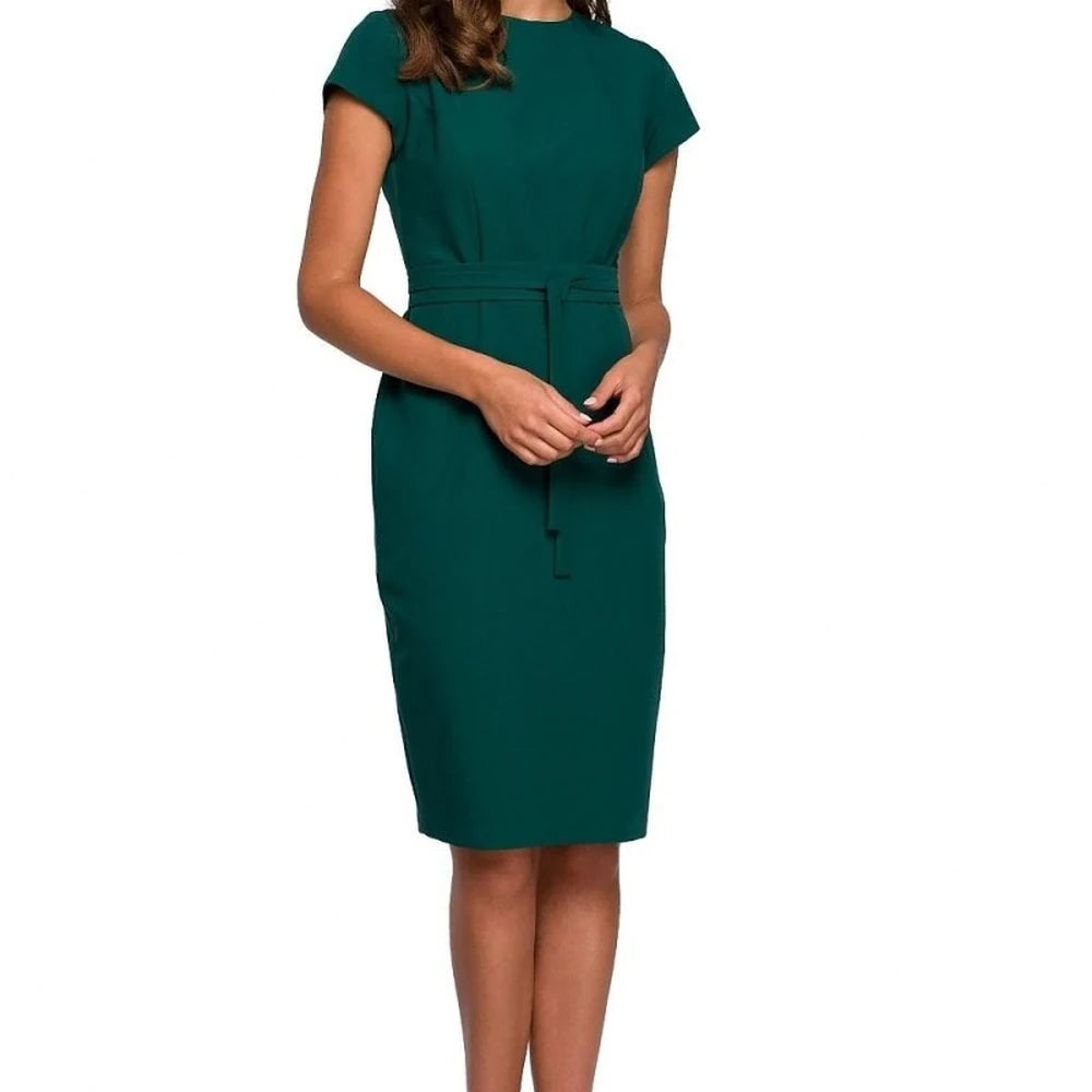 Bodycon Wrap Dress with Belt - Red