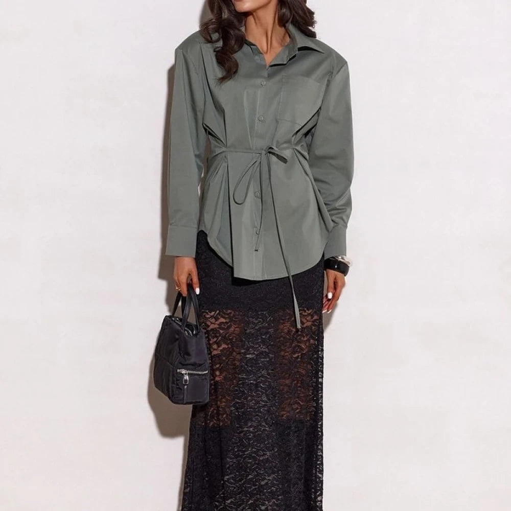 Cotton Blend Long Sleeve Shirt