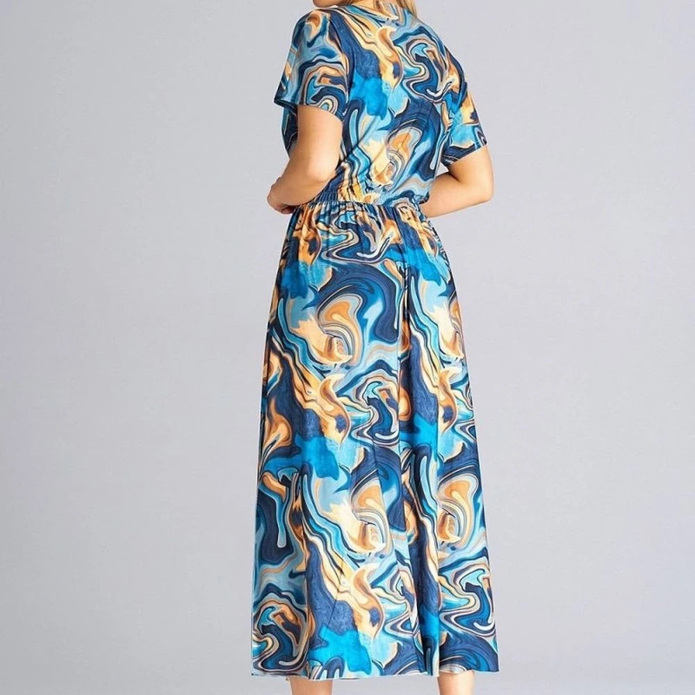 Flowy Overlapping Neckline Day Dress