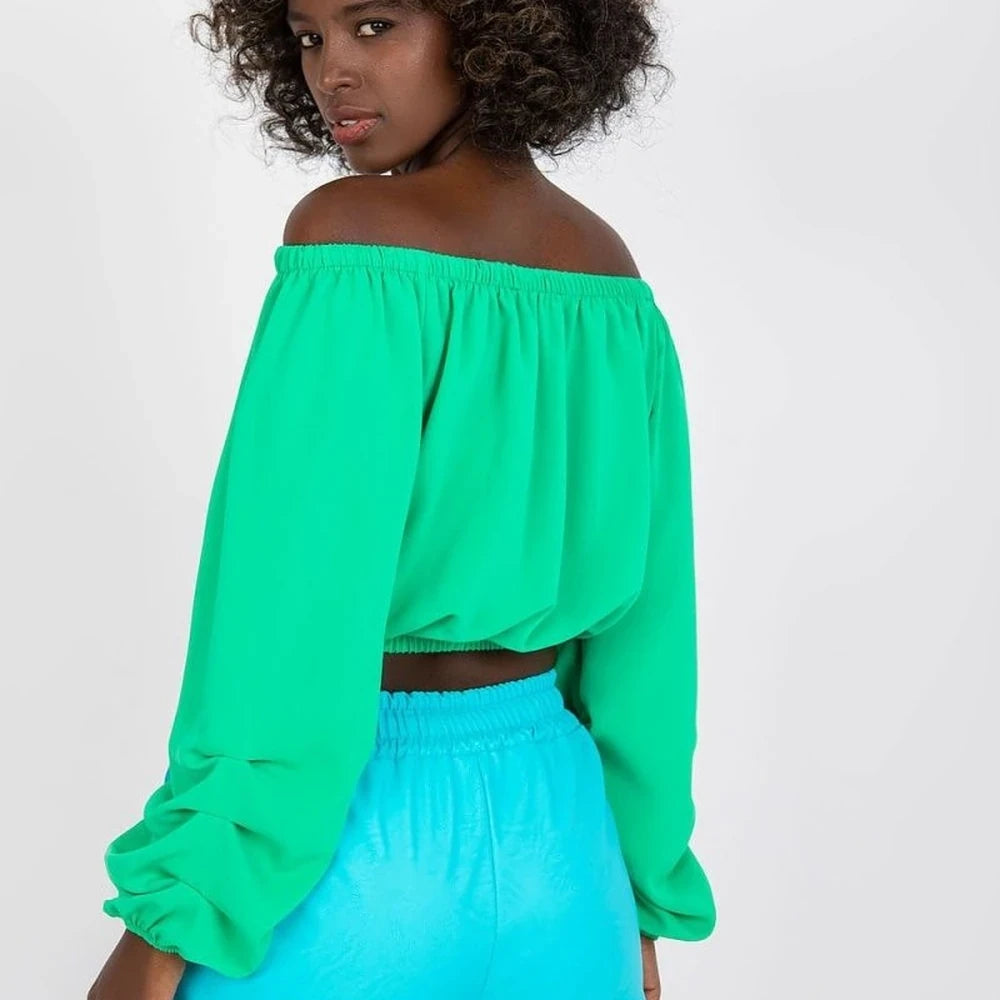 Polyester Blouse Off-Shoulder Wide Sleeves