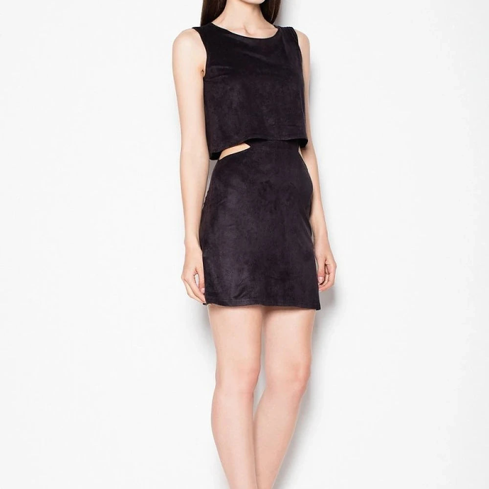 Suede-Like Day Dress with Cut-Outs