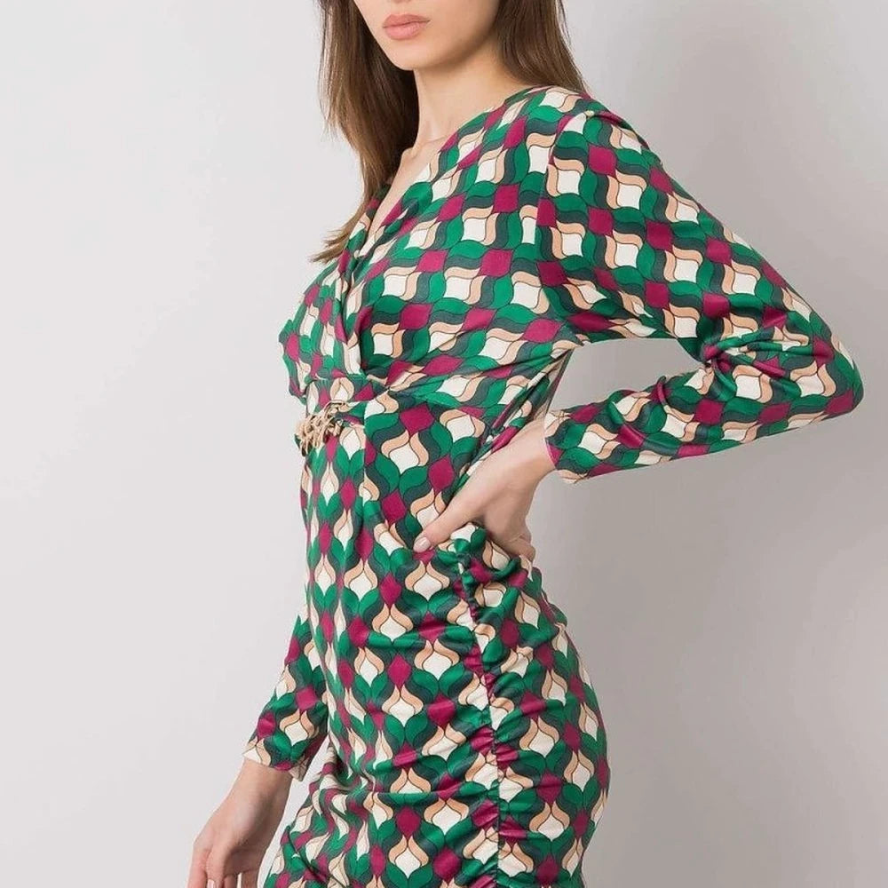 Velour Day Dress with Long Sleeves