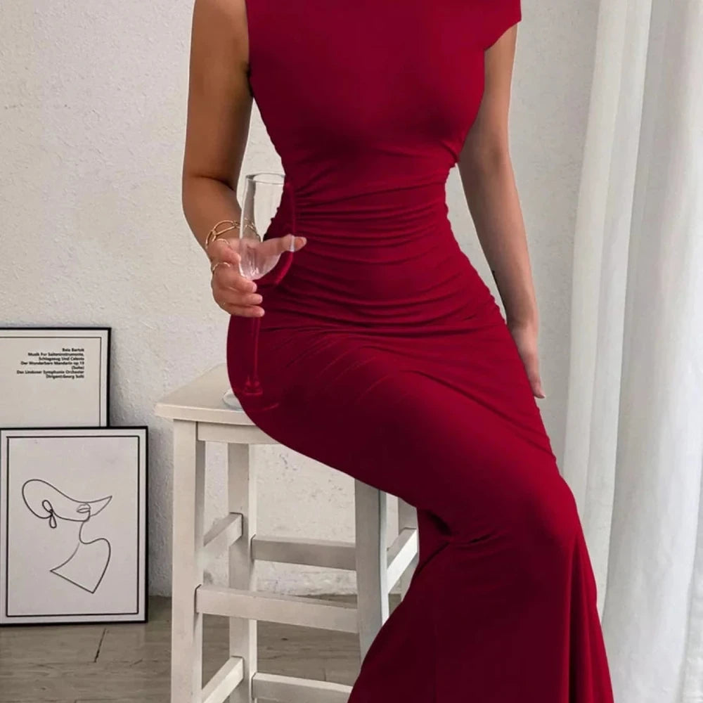 One-Shoulder Ruched Bodycon Maxi Dress