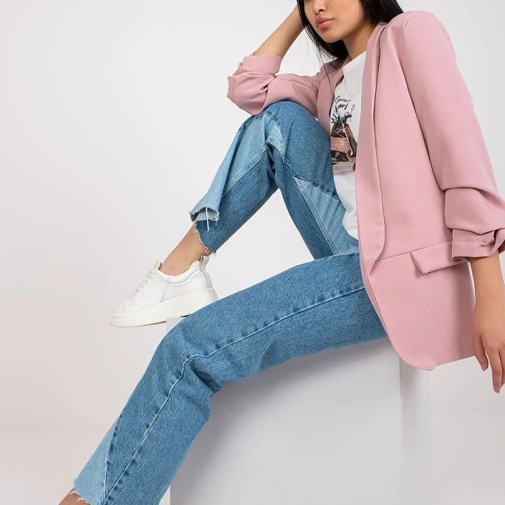 Women's Lined 3/4 Sleeve Unbuttoned Jacket
