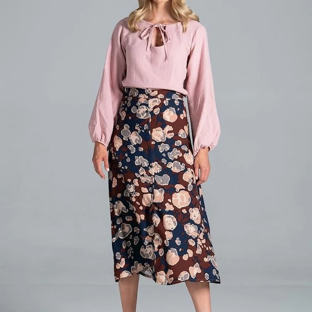 Cotton Blouse with Half-Round Neckline