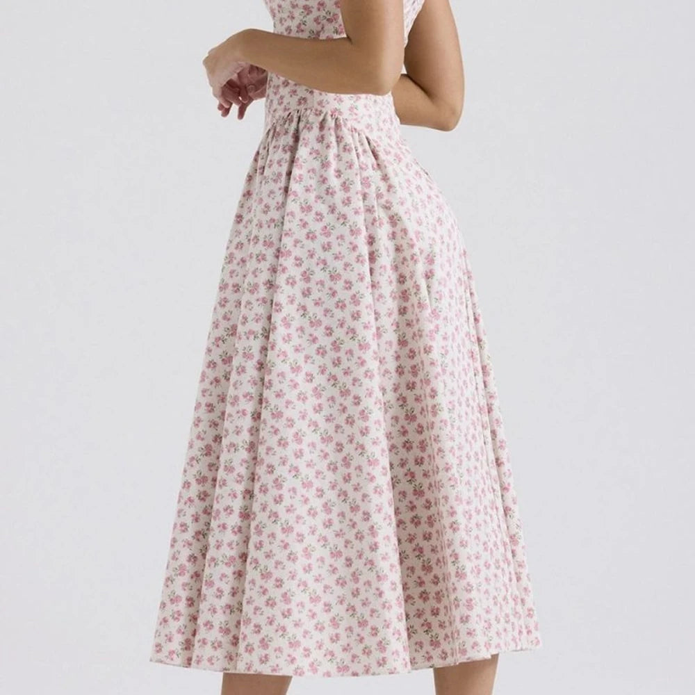 Floral Square Neck Midi Dress