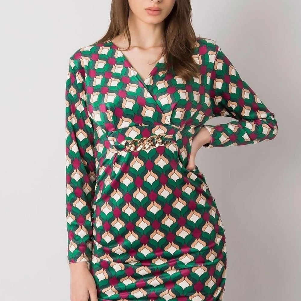 Velour Day Dress with Long Sleeves