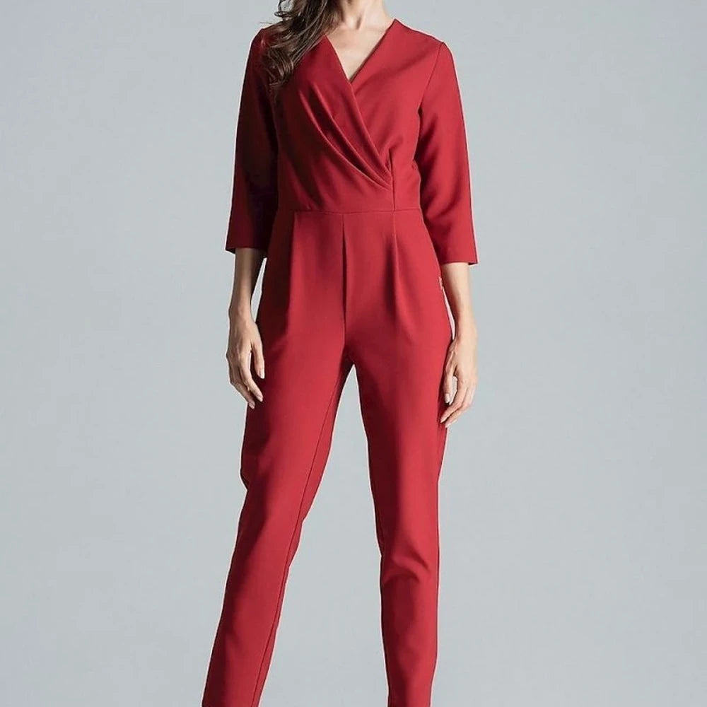 Patterned Jumpsuit with Envelope Neckline