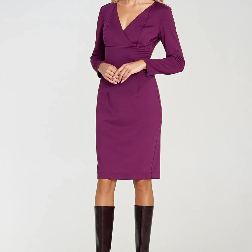 Wrap Neckline Knit Dress