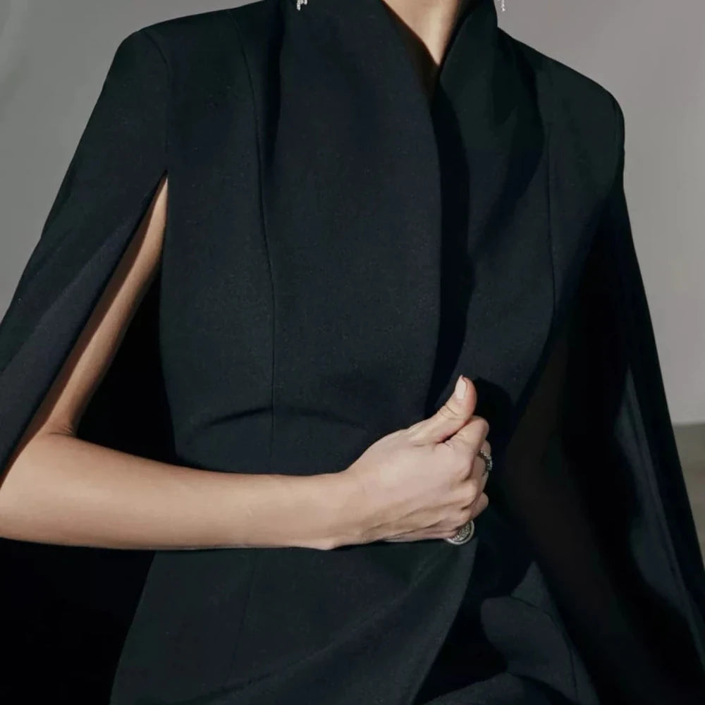 Fitted Blazer Dress with Cape Sleeves