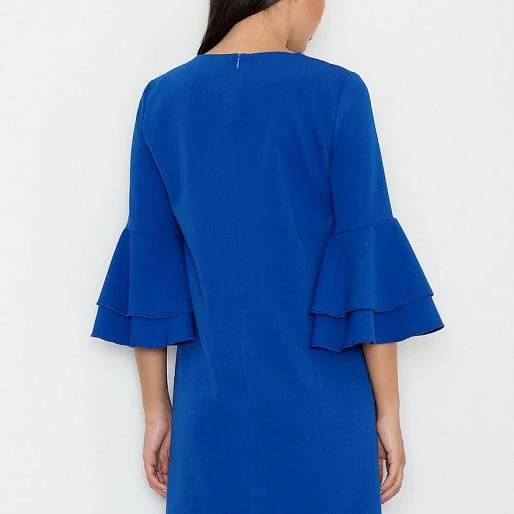 Elegant Frilled Sleeve Dress - Black