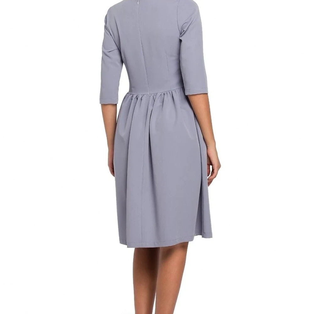 Flared Midi Dress with Zipper and Darts
