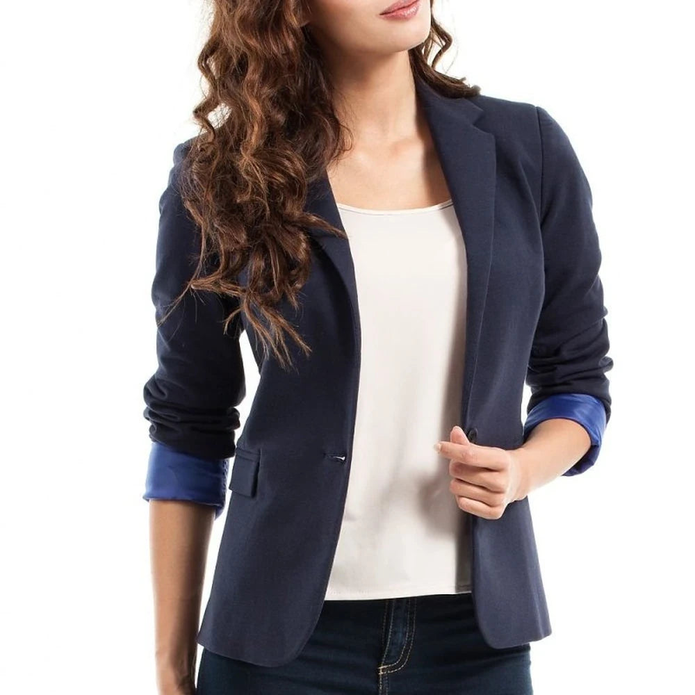 Black Cotton Blend Jacket with Rolled Sleeves