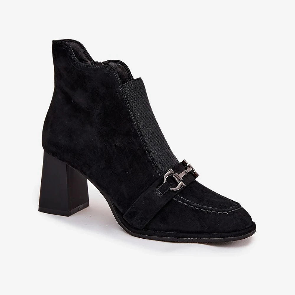 Suede Ankle Boots with Column Heel