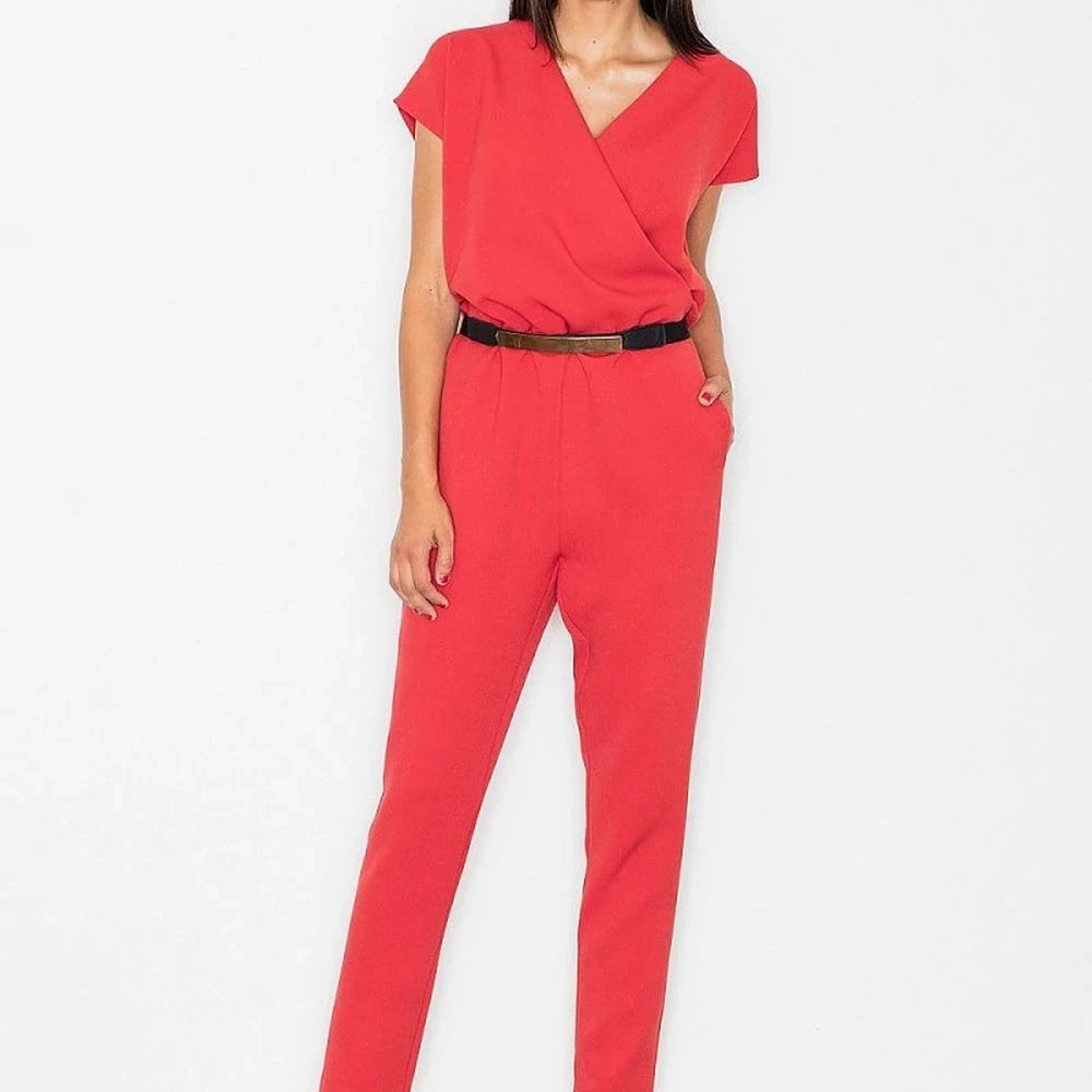 Stylish Women's Overalls with Belt and Pockets