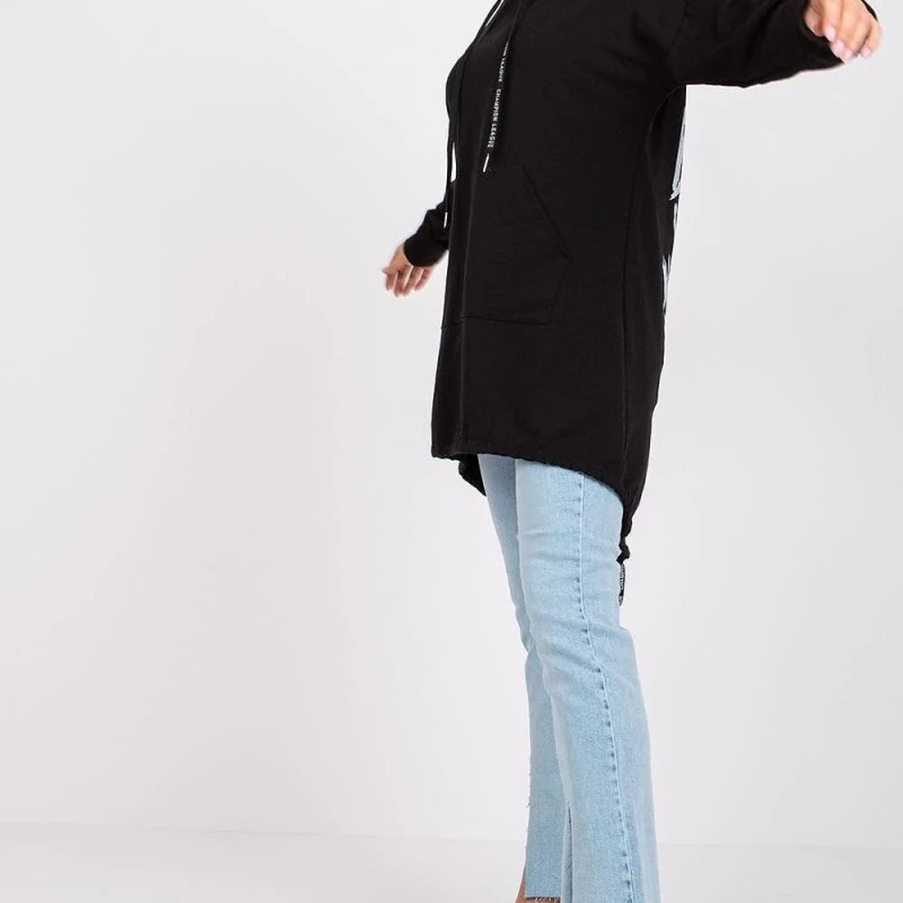 Extended Cut Hooded Sweatshirt with Kangaroo Pocket