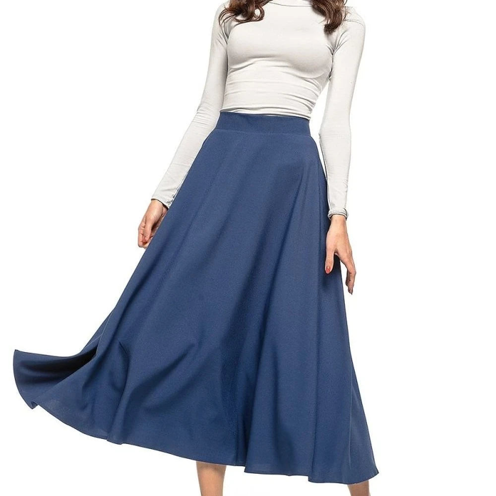 Midi Skirt with Belt and Zipper Detail