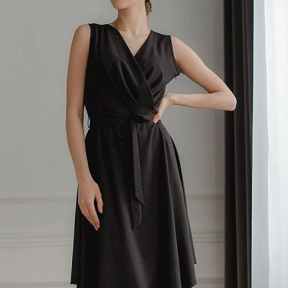 Patterned Midi Dress with Tie Belt