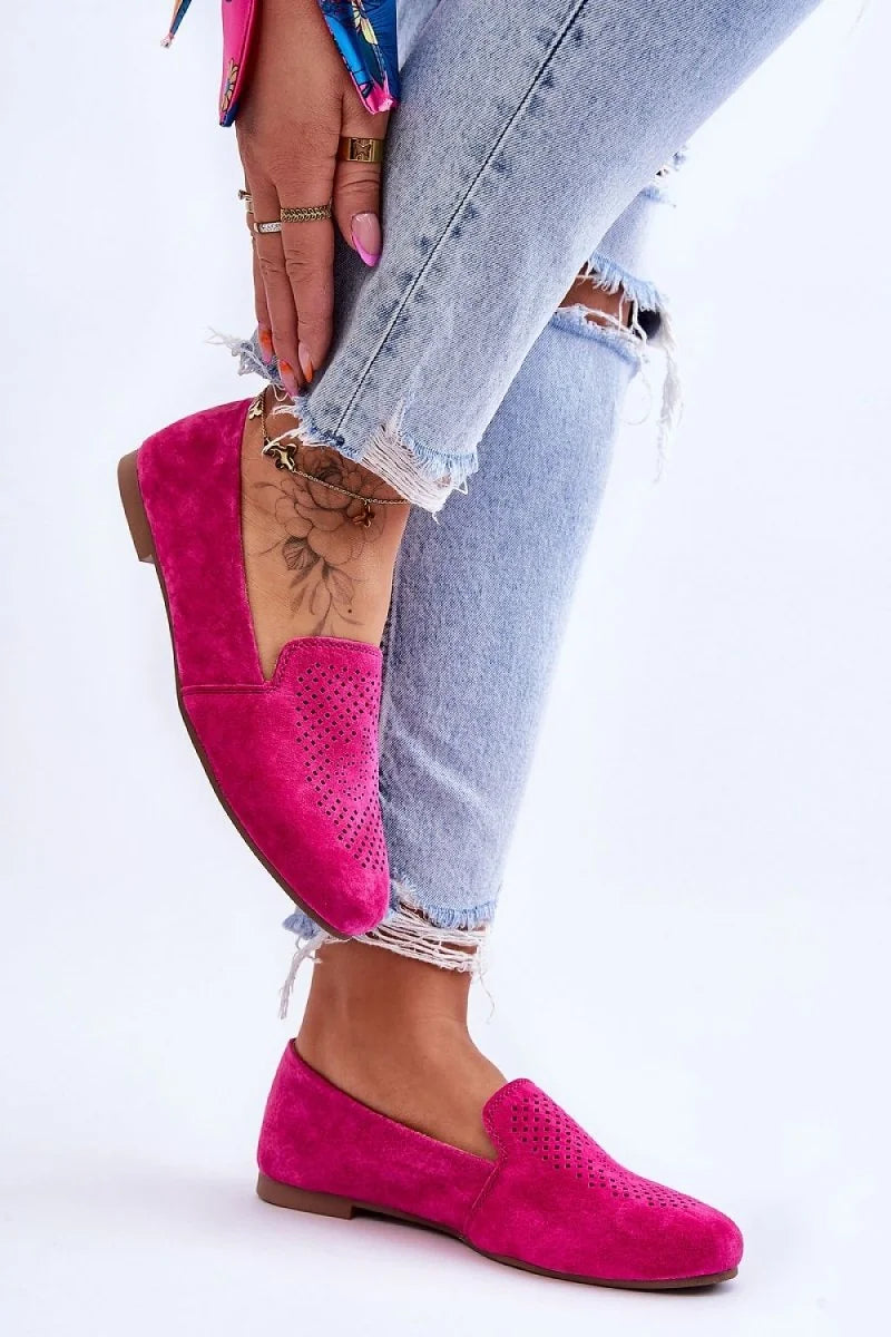 Suede Openwork Moccasins with Leather Insole