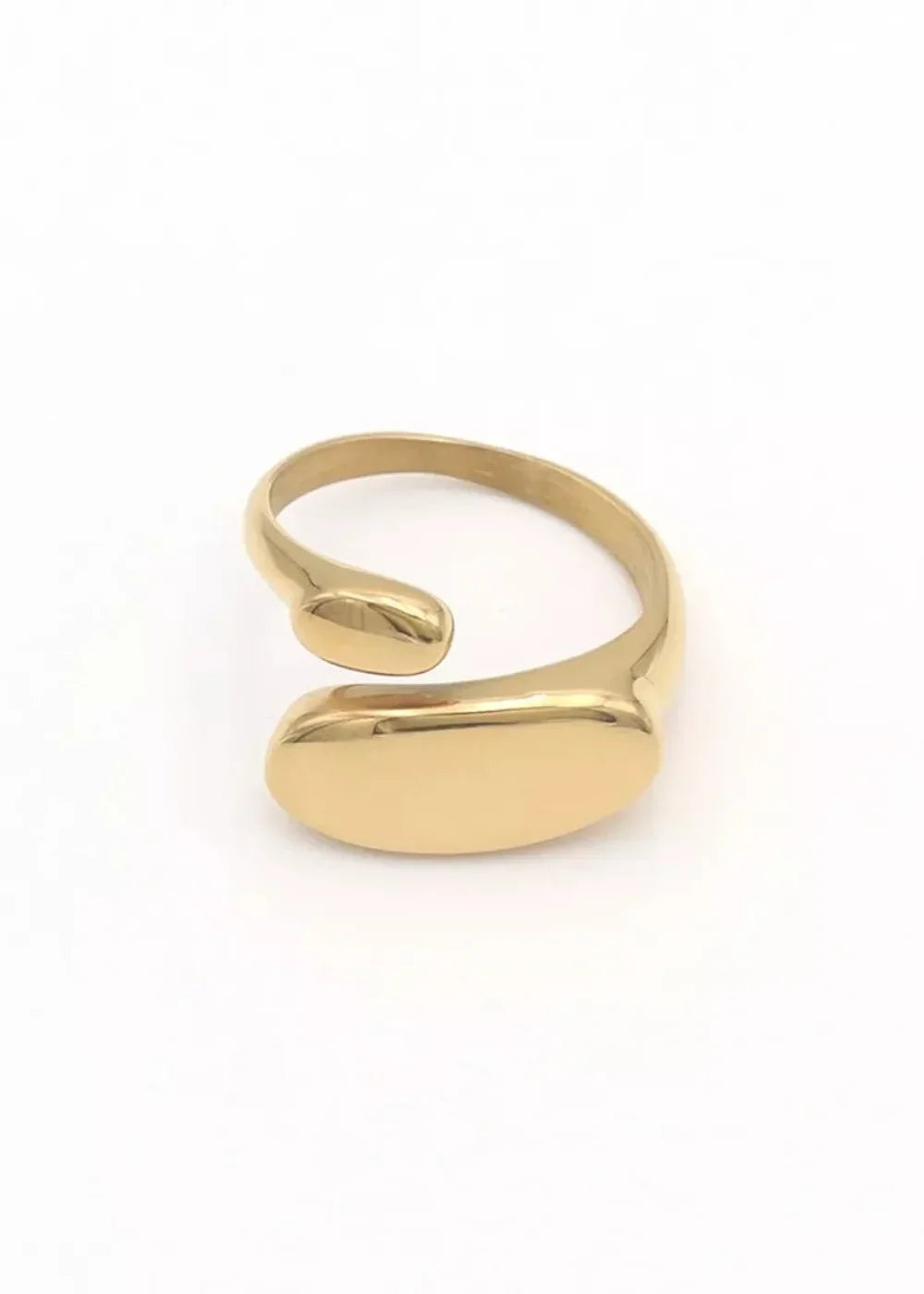 Gold-tone ring with smooth, polished, open-ended design.