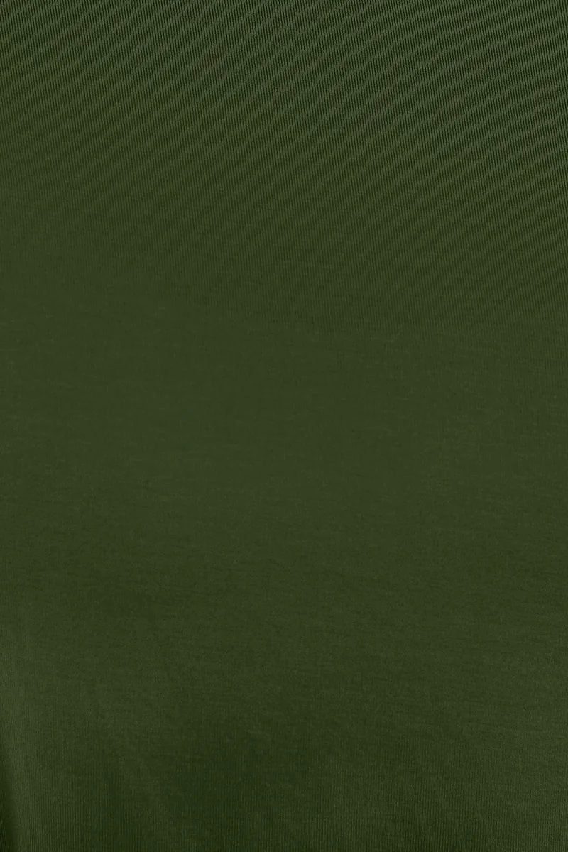 Close-up of a dark olive green fabric with a subtle ribbed texture.