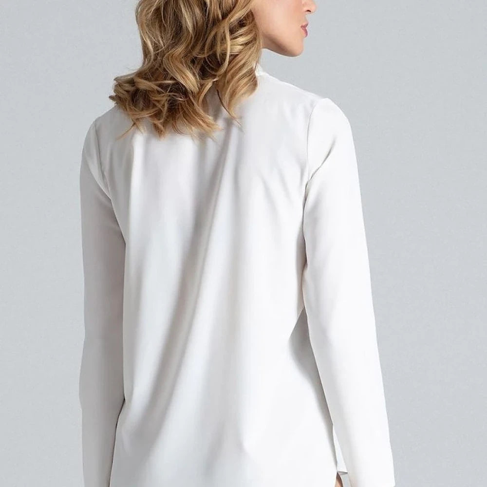 Long Sleeve Blouse with Stand-Up Collar