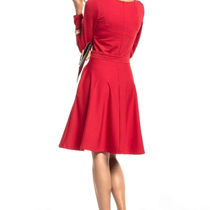 Flared Sweetheart Neck Day Dress with Pockets