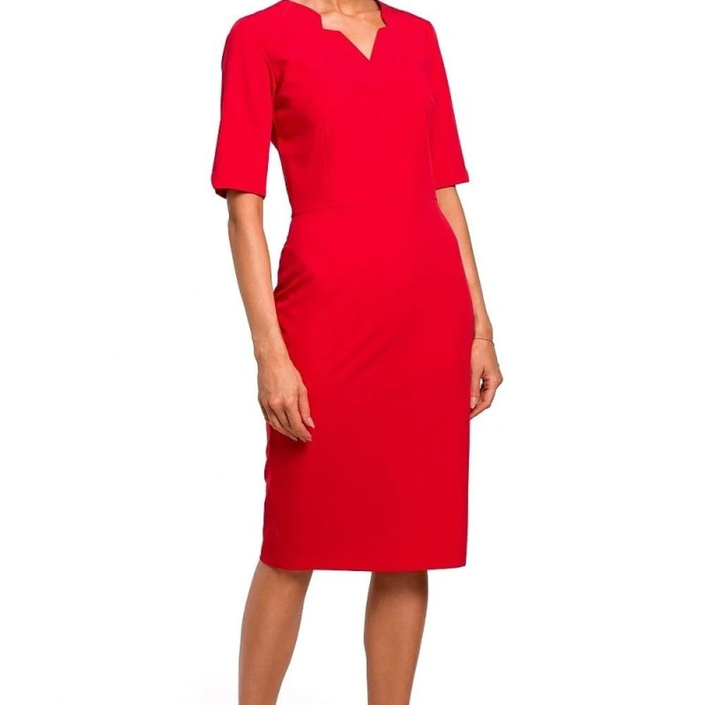 Elegant Pencil Dress with V-Neck and Cutouts