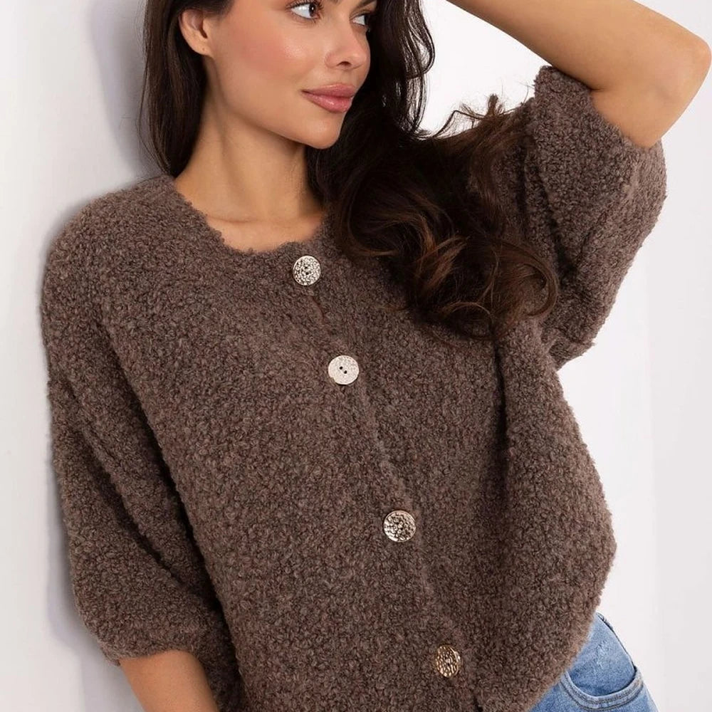 Textured Knit Button Front Cardigan Sweater