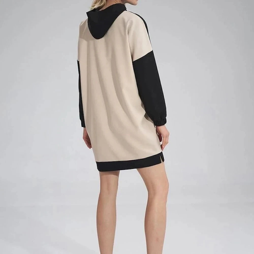 Midi Dress with Hood and Side Slits
