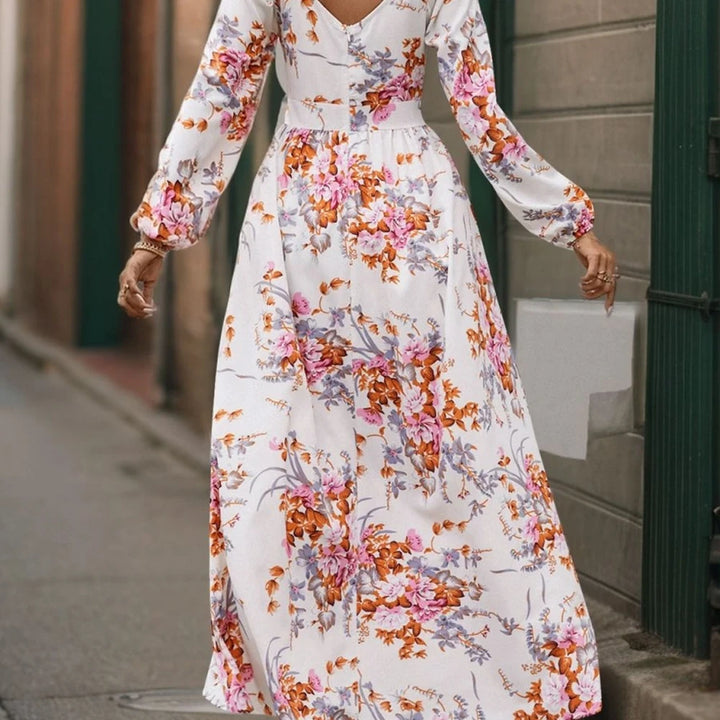 Printed Surplice Maxi Dress with Slit