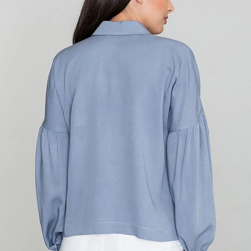 Viscose Kimono Shirt with Pleated Sleeves
