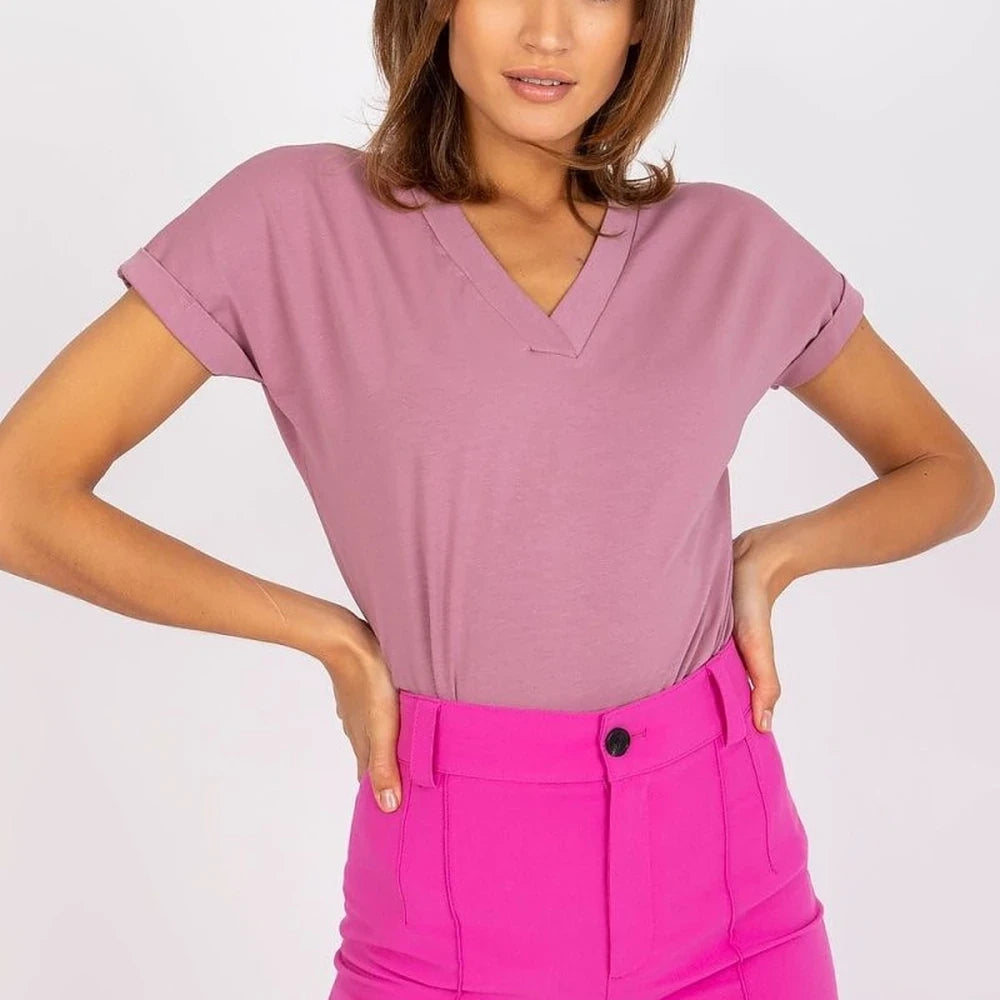 Cotton T-shirt Short Sleeve Simple Cut