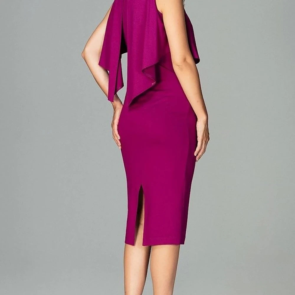 Fitted Cocktail Dress with Stand-Up Collar