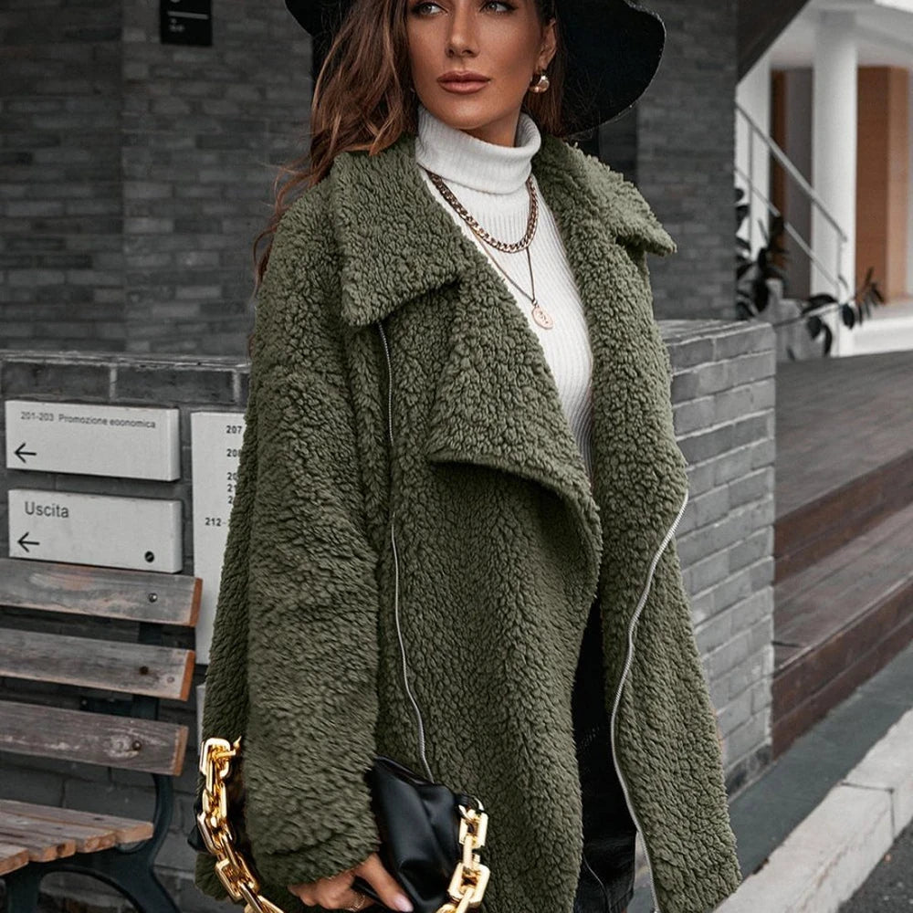 Collared Zip-Up Teddy Jacket