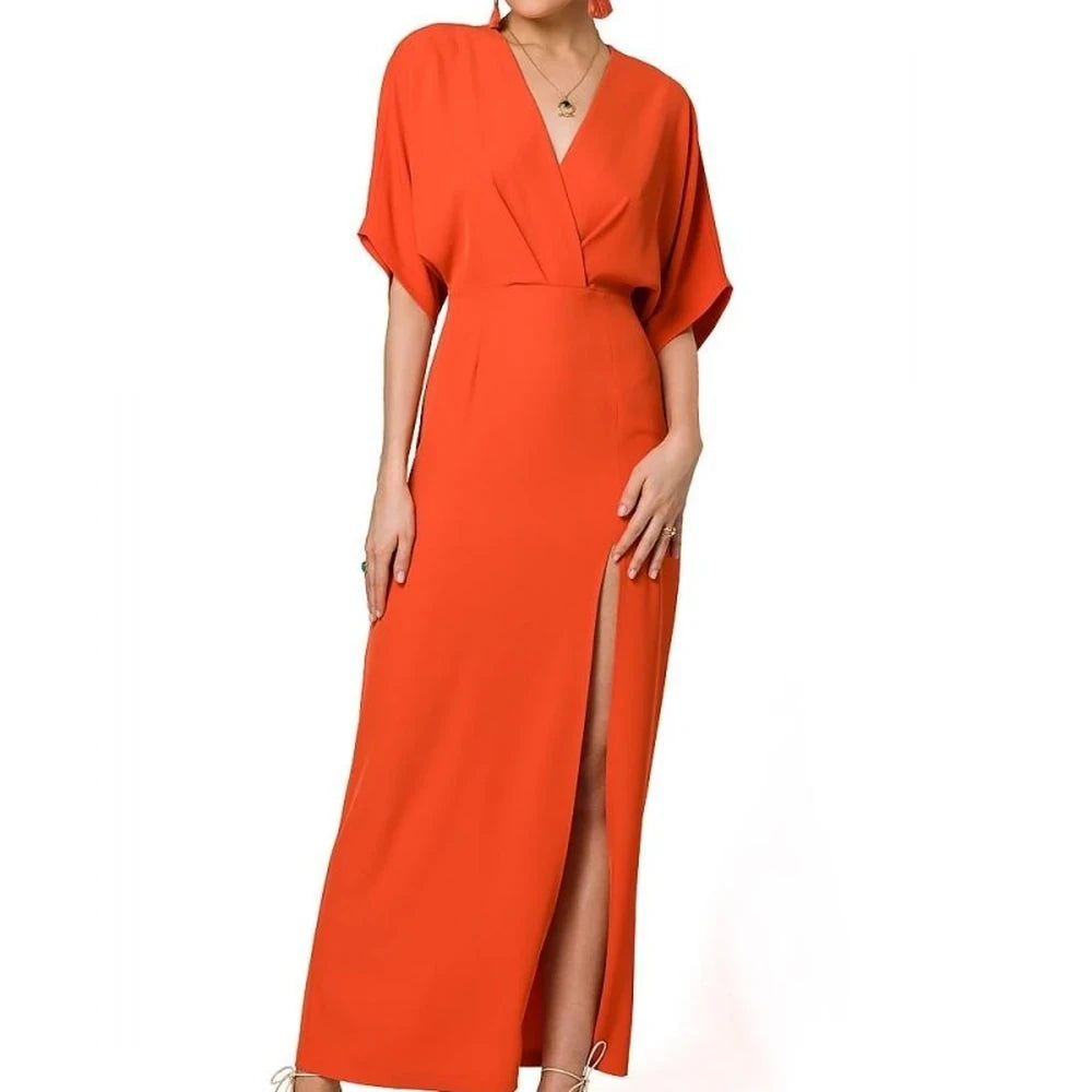 Long Evening Dress with High Leg Slit