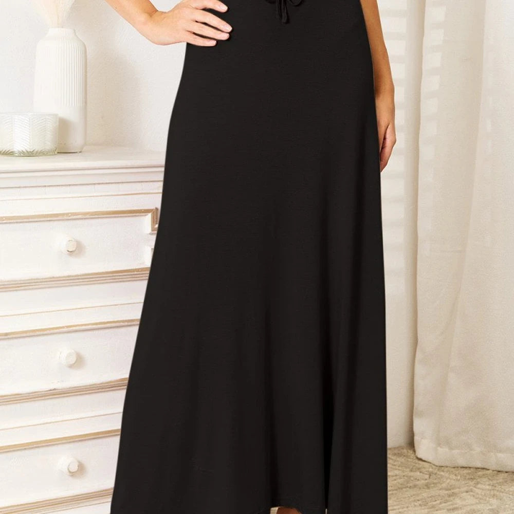 Drawstring Waist Maxi Skirt - Soft Rayon